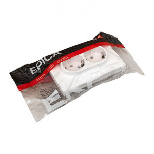 Механизм розетки двойной, 16А, с заземлением, без шторок, с рамкой, белый Эпика EKF UP1-SOW-210