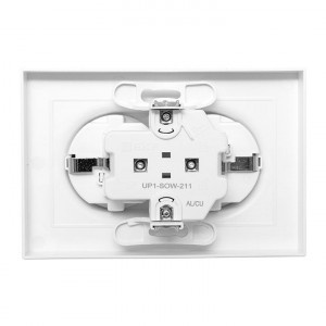 Механизм розетки двойной, 16А, с заземлением, со шторками, с рамкой, белый Эпика EKF UP1-SOW-211