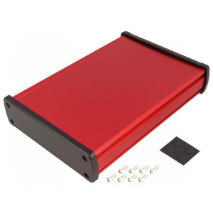 ALUG706RD200, Алюминиевый красный корпус с черными торцевыми панелями