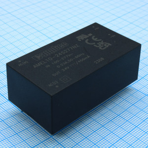 AMEL10-24S277NZ, AC/DC, 10Вт, вход 85…305В, выход 24В/0.45А, изоляция 4000В AC, КПД 82%, максимальная емкостная нагрузка не более 470мкФ, 56.8x28.8x19мм, -40…70°C, пластик