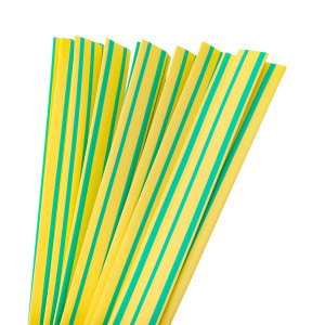 Термоусаживаемая трубка ТУТ нг 12/6 желто-зеленая в отрезках по 1м PROxima tut-12-yg-1m