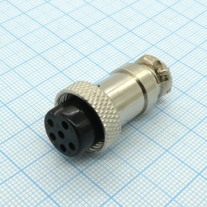 Разъем PH-6FC розетка на кабель, разъем металлический, шесть контактов, 125V 3A, IP55(пыле- и брызгозащищенный)