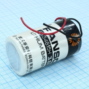 ER34615H-LD, Li, SOCl2 батарея типоразмера D, 3.6В, 19Ач, провода приварены к выводам, -55...85 °C