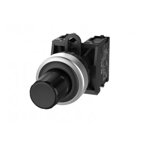 Кнопка "СТОП" (черная) TS2520-0QL60-R20, Нажимная кнопка "СТОП", с блокировкой, без подсветки, алюминиевое переднее кольцо, с плавным нажатием, с контактной группой 2NO, диаметр головки кнопки 29,5 мм, диаметр посадочного отверстия: 22 мм, цвет: черный