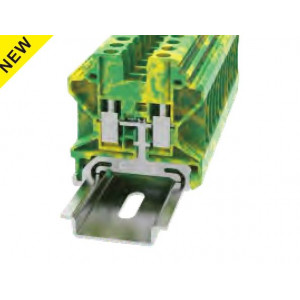 Заземляющая клемма DHV6-PE-01P-1C-00Z(H), Заземляющая клемма, высоковольтная, тип фиксации провода: винтовой, номинальное сечение: 4 мм кв., ширина: 8,2 мм, цвет: желто-зеленый, тип монтажа: DIN35