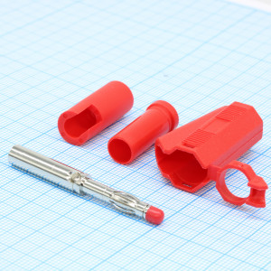 25.501.1, Штекер для мультиметра защищенный, 32 А (красный)