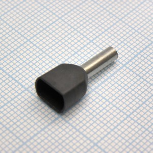 TE  2510 Black, наконечник кабельный торцевой сдвоенный трубчатый с изоляцией, L=18.5/10мм, провод 2х2.5мм2
