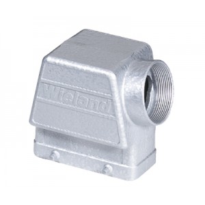 Крышка разъема 72.250.2435.2, Крышка разъема на кабель, типоразмер 24B, высокое исполнение, без уплотнителя, 1 отверстие с резьбой для кабельных вводов M50x1,5, с резьбовым удлинителем, с боковым расположением, без защелок (упоры для двух защелок), материал корпуса: алюминиевый сплав