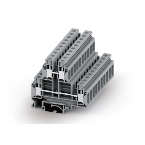 Этажная клемма 310921, Этажная клемма, 2 этажа, тип фиксации провода: винтовой, номинальное сечение: 10 мм кв., 57A, 500V, ширина: 10 мм, цвет: серый, тип монтажа: DIN35