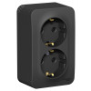 Розетка 2-м ОП Blanca 16А IP20 250В с заземл. защ. шторки антрацит SE BLNRA011206