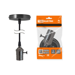 Патрон Е27 с выключателем с подвесом 1 м, металлический "Лофт", черный SQ0335-0073