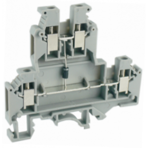 Этажная клемма UKJ-4/2-2LD, Этажная клемма, 2 этажа, с диодом, тип фиксации провода: винтовой, номинальное сечение: 4 мм кв., 32A, 500V, ширина: 6,2 мм, цвет: серый, тип монтажа: DIN35