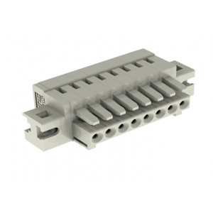 Розеточный разъем на кабель 435107/010, Розеточный разъем, прямой, на кабель, шаг: 3.5 мм, 7 полюсов, фиксация провода пружинная, исполнение: с монтажными фланцами, 160V, 10A, цвет: серый