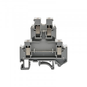 Этажная клемма JUT1-4/2-GY, Этажная клемма, 2 этажа, тип фиксации провода: винтовой, номинальное сечение: 4 мм кв., 32A, 500V, ширина: 6,2 мм, цвет: серый, тип монтажа: DIN35