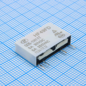 HF49FD/005-1H11, Реле миниатюрное катушка 5В силовое 5А один контакт на замыкание
