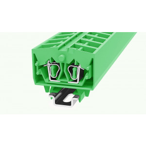 Проходная клемма (MINI) WS2.5T-DIN15-01P-1C-00Z(H), Проходная клемма, MINI, верхний подвод кабеля, 4 точки подключения, тип фиксации провода: пружинный, номинальное сечение: 2,5 мм кв., 24А, 800V, ширина: 10 мм, цвет: желто-зеленый, тип монтажа: DIN35