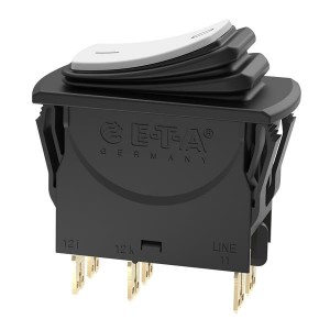 3120-N324-P7T1-W12DY3-15A, Автоматические выключатели Circuit breaker switch, 15A, 2 pole, 240VAC 50VDC, white 115VAC LED, sealed IP65