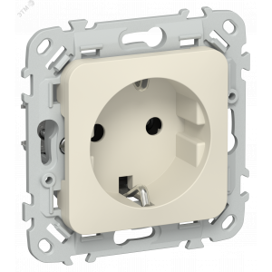 FLITE Розетка с заземлением без защитных шторок безвинтовое крепление 16А РС11-1-ФлСл сливочный IEK FI-R11-16-1-K86