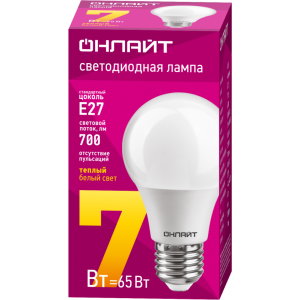 Лампа светодиодная 71 647 OLL-A60-7-230-2.7K-E27 7Вт грушевидная 2700К тепл. бел. E27 525лм 220-240В 71647