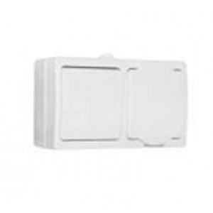 Блок ОП Аллегро 1-кл. вык. + роз. с заземл. защ. шторки с крыш. IP54 бел. 5562968