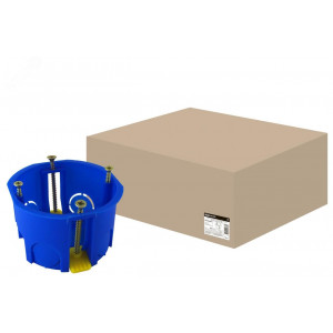 Установочная коробка СП D68х45мм, саморезы, пл. лапки, синяя, IP20, SQ1403-0001