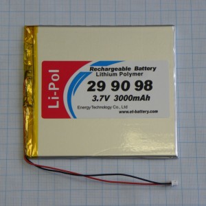 LP299098, Аккумулятор литий-полимерный (Li-Pol) 2.9*90*98мм