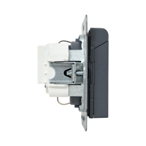 Механизм розетки, 16А, IP44, с заземлением, со шторками, c крышкой, графит Эпика EKF UP1-SOG-111-44