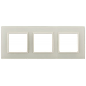 14-5103-02 Рамка на 3 поста, стекло, Elegance, сл.кость+сл.к (5/25/900) Б0034507