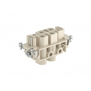 Розеточная контактная вставка HK-004/0-F, Розеточная контактная вставка, винтовая фиксация, 4 полюса + PE, типоразмер 16B, 830V, 80A, сечение обслуживаемых проводников 1,5-16 мм кв, тип покрытия контактов: серебро