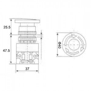 A22-A Emergency, Выключатель-кнопка 380V 10А ON-ON d22 с фиксацией, красная (Y090-11ZS)