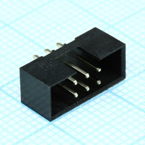 DS1014-06SF1B-B, IDC разъем, вилка на плату прямая двухрядная 6pin(2x3)., шаг 2.00мм