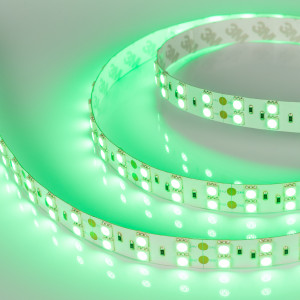 Лента RT 2-5000 24V Green 2x2 (5060, 600 LED, LUX) 011262, Поставка под заказ от 1000 м. Гибкая лента LUX, 2 ряда светодиодов smd 5060, 120шт/м (600шт на 5м), белая плата 15мм, скотч 3М. Цвет ЗЕЛЁНЫЙ. Питание 24V, мощность 28.8 Вт/м (144 Вт на 5м), угол 120°. Размеры 5000х15х2.2мм. Мин.отрезок 50мм, 6 светодиодов