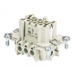 Розеточная контактная вставка 70.301.0640.0, Розеточная контактная вставка, винтовая фиксация, 6 полюсов + PE, типоразмер 6B, 500V, 16A, сечение обслуживаемых проводников 0,5-2,5 мм кв, тип покрытия контактов: золото, с защитой провода