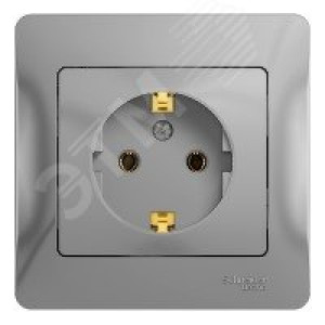 Розетка 1-м СП Glossa 16А IP20 с заземл. в сборе алюм. SE GSL000342