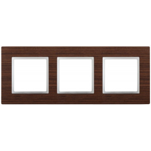 14-5303-10 Рамка на 3 поста, дерево, Elegance, венге+алюм (5/25/900) Б0034581