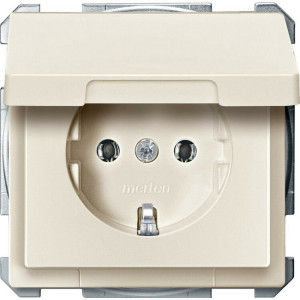 MERTEN МЕХАНИЗМ розетки 16А з/к б/ шт. c крышкой БЕЖЕВЫЙ, QF SD MTN2311-4044