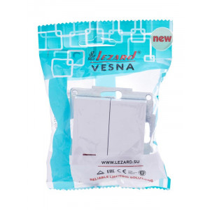 Выключатель 2-кл. СП Vesna с индикацией механизм бел. 742-0288-112