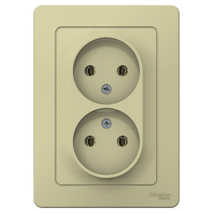 Розетка 2-м СП Blanca 16А IP20 250В без заземл. без защ. шторок беж. SE BLNRS000027
