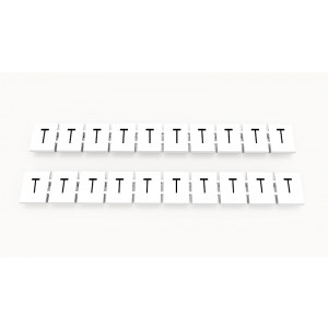 Маркировка (в кассетах) ZB8-10P-19-66Z(H), Кассета с маркировочными шильдиками, для клемм сечением 6 мм.кв., верхняя, 10 шильдиков, нанесенные символы: T, с вертикальным расположением, размер шильдика: 7,45 x 10,7 мм, цвет: белый