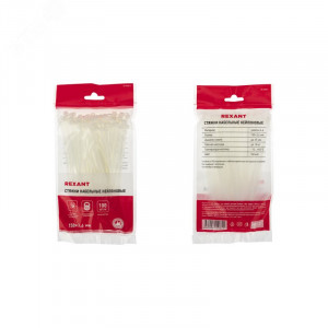 Стяжка 3.6*150 белая (100 шт), хомут-стяжка кабельная нейлоновая