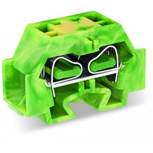 Проходная клемма (MINI) 242347, Проходная клемма, MINI, боковой подвод кабеля, 4 точки подключения, тип фиксации провода: пружинный, номинальное сечение: 4 мм кв., 24A, 630V, ширина: 12 мм, цвет: желто-зеленый, тип монтажа: защелки в панель