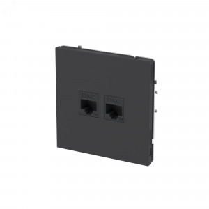 Компьютерная розетка RJ-45 без шторки, кат.5е двойная, KANT, черный уголь 7012664