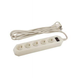 Сетевой фильтр USF-5es-5m-I с базовой защитой с заземлением с выключателем 5 розеток 5м 10А слоновая кость Б0019739