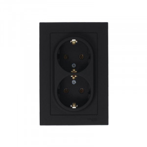 Розетка 2-м СП AtlasDesign 16А IP20 с заземл. в сборе карбон SE ATN001024