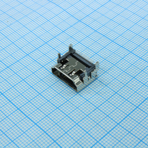 DS1114-BN0XR, Разъем HDMI розетка угловая на плату, 19 контактов, SMD