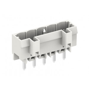 Вилочный разъем на плату 450703-05D, Вилочный разъем, вертикальный, на плату, шаг: 5.0 мм, 3 полюса, фиксация на плате пайкой, исполнение: длина выводов 5 мм, 320V, 16A, цвет: серый