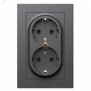 Розетка двойная AtlasDesign с заземл. 16А в сборе базальт SE ATN001424