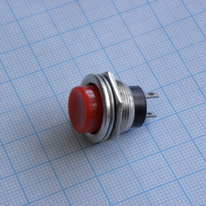 DS-212 красный, кнопка без фиксации, на замыкание(нормально разомкнута), диаметр посадочного отверстия 16-17мм