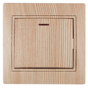 1-102-11 Выключатель с подсветкой, 10А-250В, IP20, СУ, Plano, сосна (10/200/2400)(к Б0030037