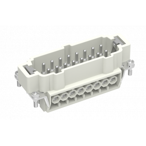 Вилочная контактная вставка SE-016-M, Вилочная контактная вставка, винтовая фиксация, 16 полюсов + PE, типоразмер 16B, 500V, 16A, сечение обслуживаемых проводников 0,14-2,5 мм кв, тип покрытия контактов: серебро